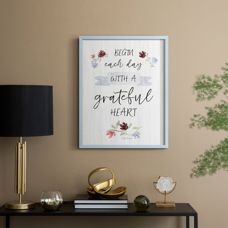 «Grateful Heart», reproduction encadrée - bois massif, H 21 po x l 17 po, Bleu