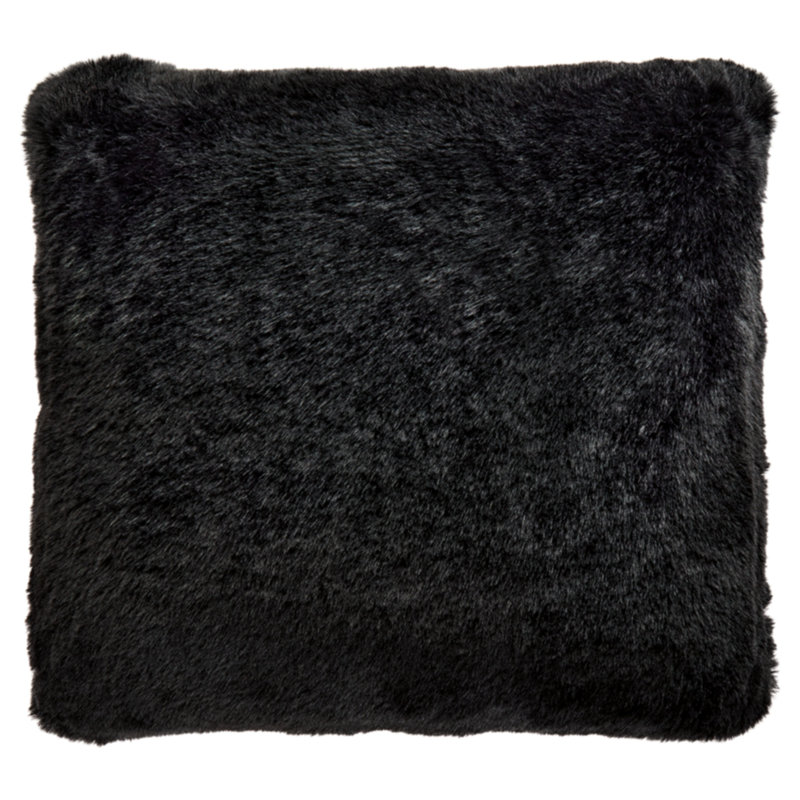 Black Faux Rabbit Fur Square Accent Pillow 20 x 20 Inches