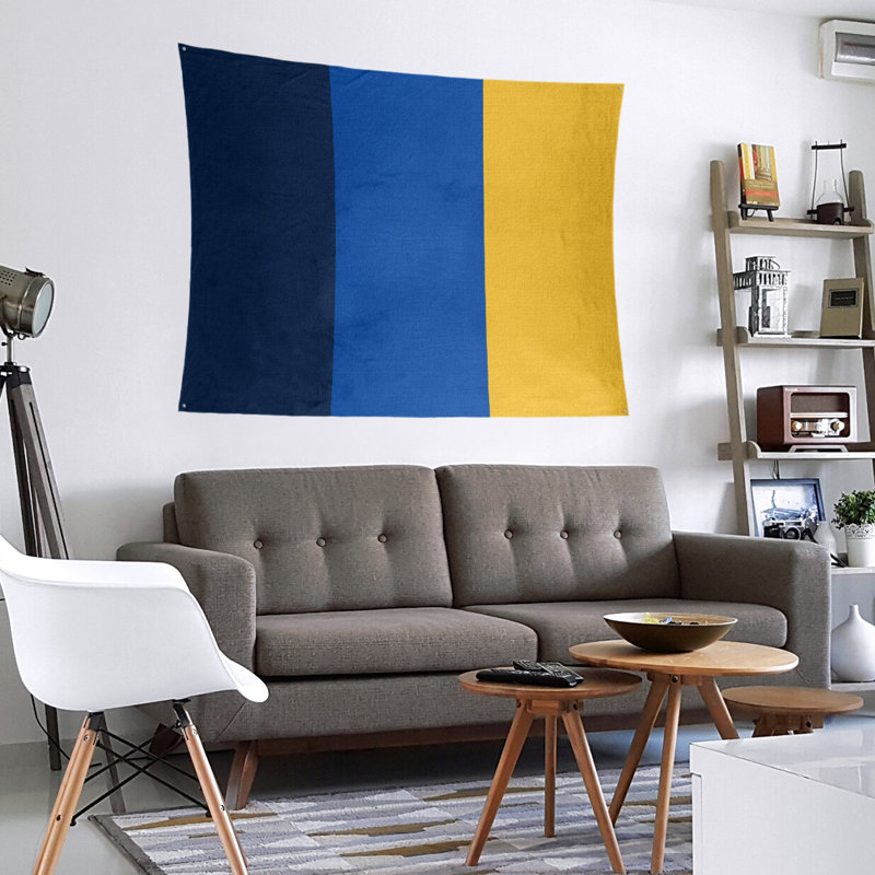 Tapisserie de polyester St. Louis, H 88 po x l 104 po x P 2 po, Bleu marine / bleu royal / doré