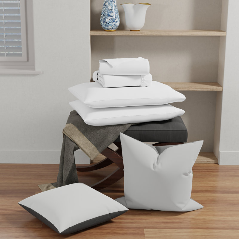 Cotton Blend Jersey Knit Sheet Set, White, Queen Sheet Set + Fitted Sheet + Pillowcase