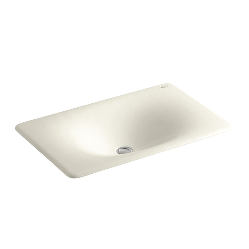 Lavabo de salle de bain encastré rectangulaire en métal Iron Tones, Biscuit