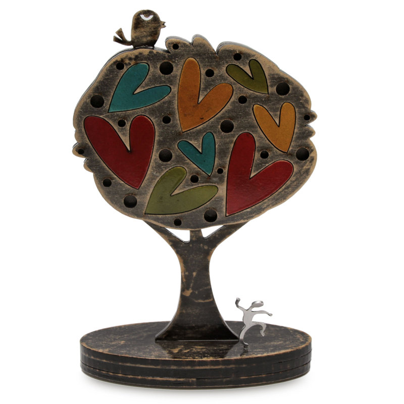 Tree with Hearts and Bird Sculpture