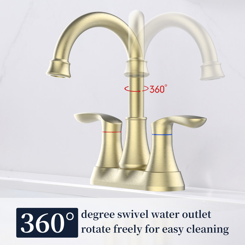 Lavabo pour salle de bain 2 lavabos en or brossé 4 po, bec pivotant à 360 degrés, tuyaux d'évacuation et d'alimentation escamotables, surface de rouille, rouille de lavabo élégante,