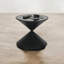 Liora Hourglass Shaped Black Metal Table & Glass Top