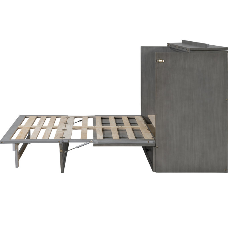 Lit double gris avec tiroirs et chargeurs brossés avec tiroirs spacieux, Lit double, Gris