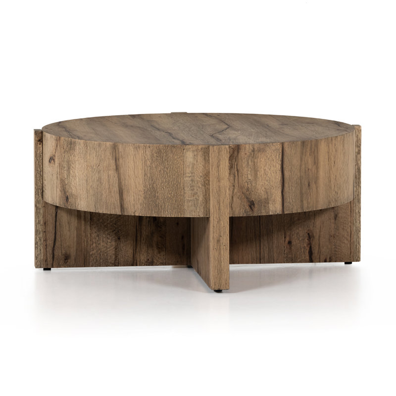 Bingham Coffee Table, Rustic Oak Veneer, 17.75"H x 41.5"W x 41.5"D