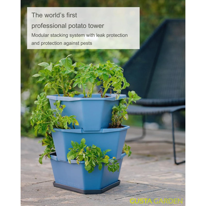 Paul Potato Potato Planter Tower, 3-Tier, Raised Bed, Pest protection, 0.2m², 42L Soil Capacity, Blue
