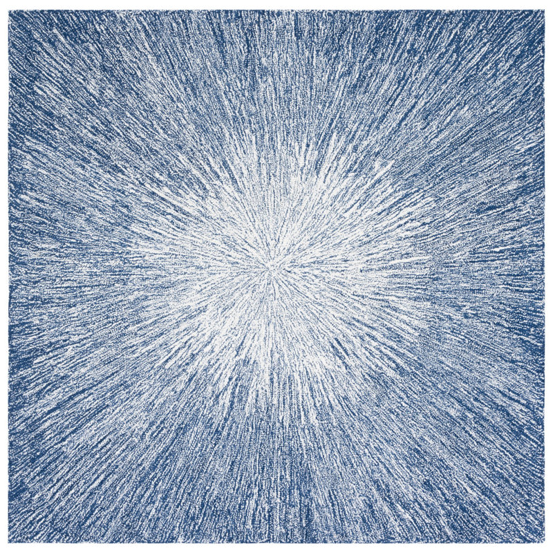 Tapis en laine et coton touffetés à la main avec latex, Carré 5 pi