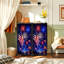 Commode de rangement verticale 4 tiroirs drapeaux américains éclatants avec feux d'artifice rouge et bleu nuit festive avec tiroirs en bois
