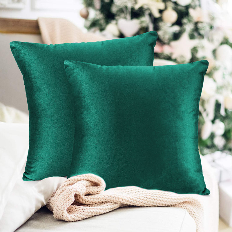 Luxurious Velvet Cushion Covers for Sofa Or Bed (Set Of 2), Green