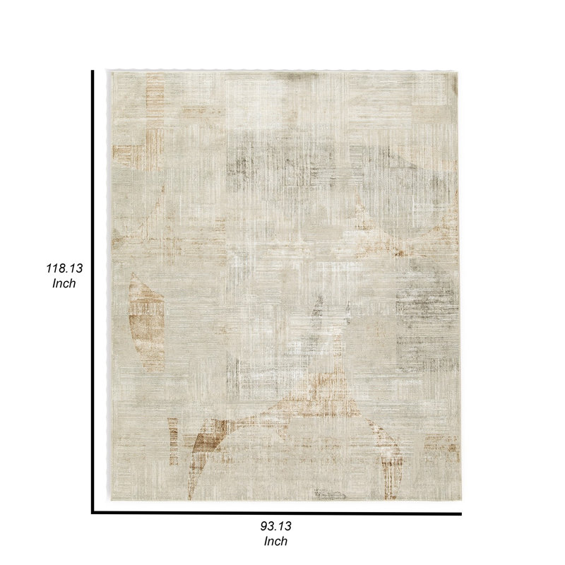 Tapis Wony 8 x 10 à motif abstrait en polyester gris et beige