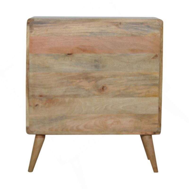 Commode courbée en chêne-ish, 3 tiroirs, pieds, brun clair