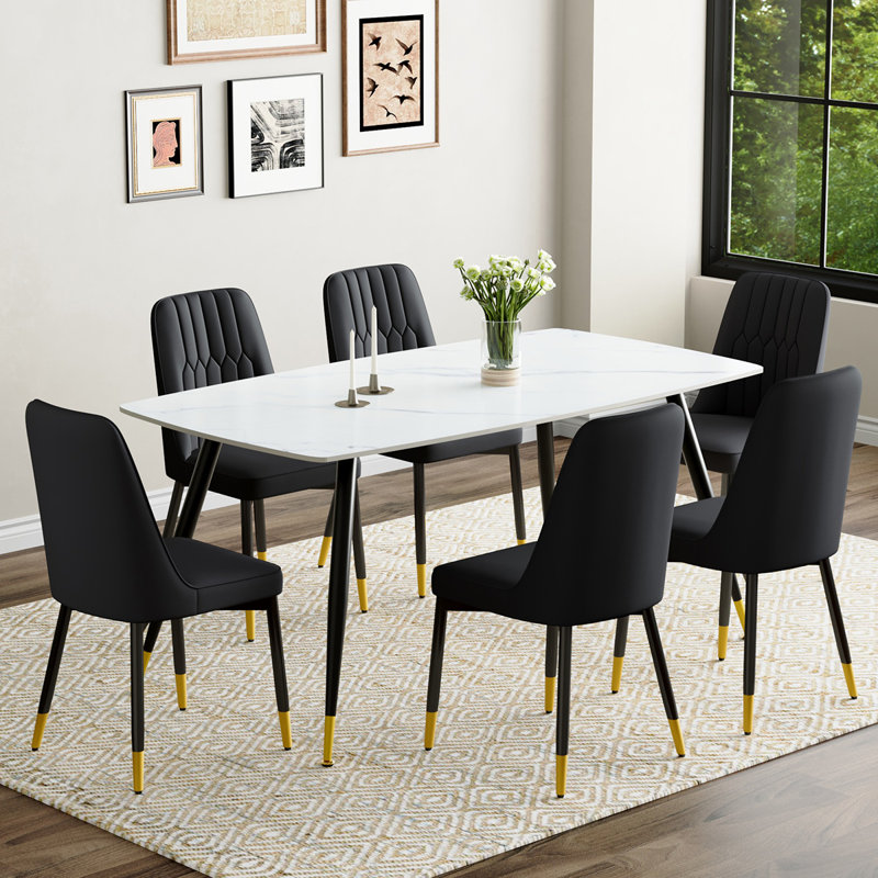 Ensemble repas en marbre, Noir, Noir, 7