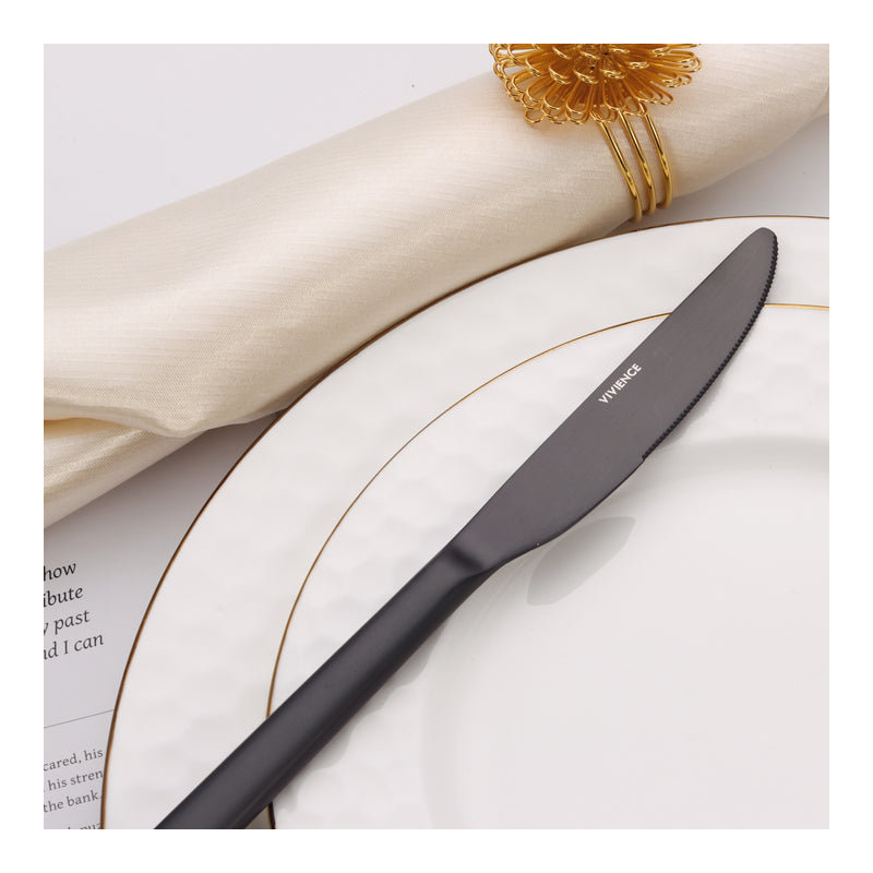 20 Pc Flatware Set Matte Blackwith Square Handles