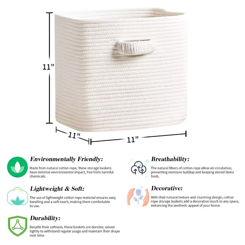 Bac de rangement en tissu Gracie Oaks, Blanc