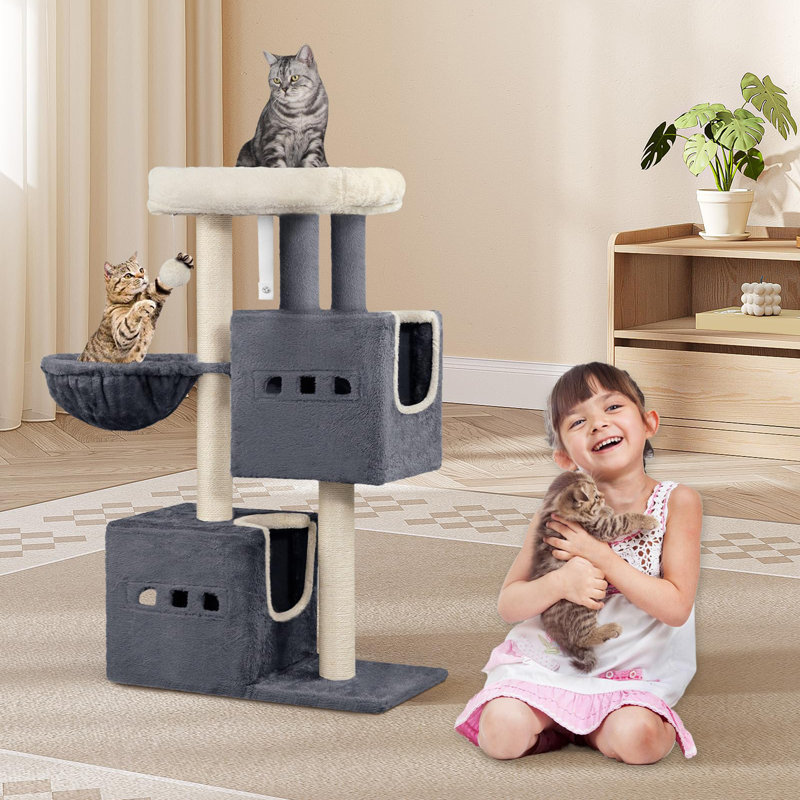 98cm H Cat Tree, Dark Grey
