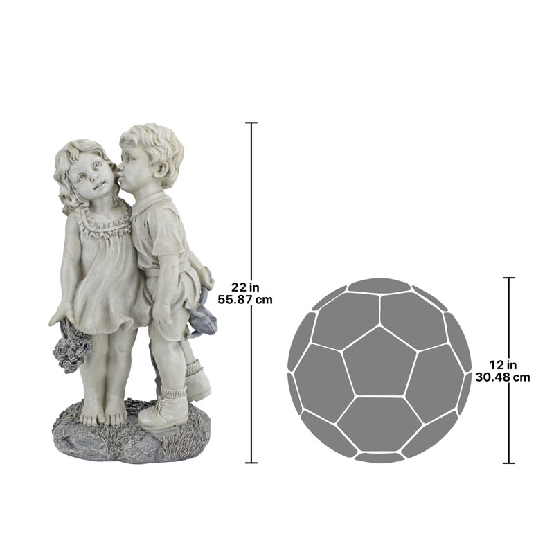 Young Sweethearts Kissing Children Garden Statue