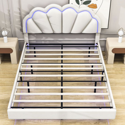 Upholstered Platform Bed with Flowers Headboard and LED Light -  Everly Quinn, CBBB4904D3004FC5BC158C244FE7E563