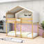 Lit superposé simple en bois en forme de maison avec tente-1956294826