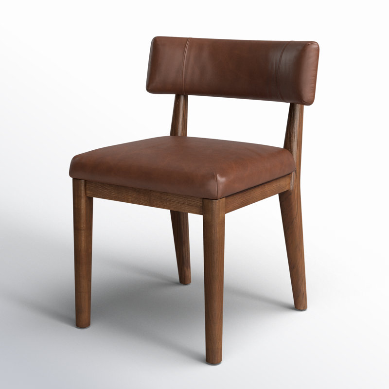Cardell Fabric Side Chair in Alcala Nickel, Genuine Leather Brown, Brown