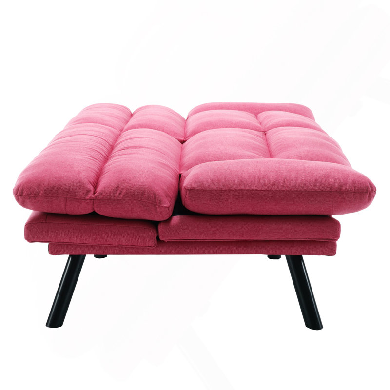 Modern Sofa Bed Sleeper Sofa with Thick Cushions & Metal Feet for Bedroom & Living Room, Rose