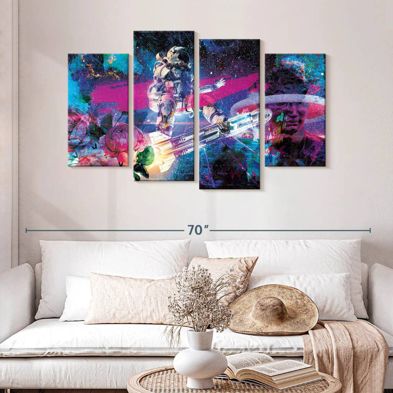 Oberle Astronaut And Peonies, 32" H x 52" W
