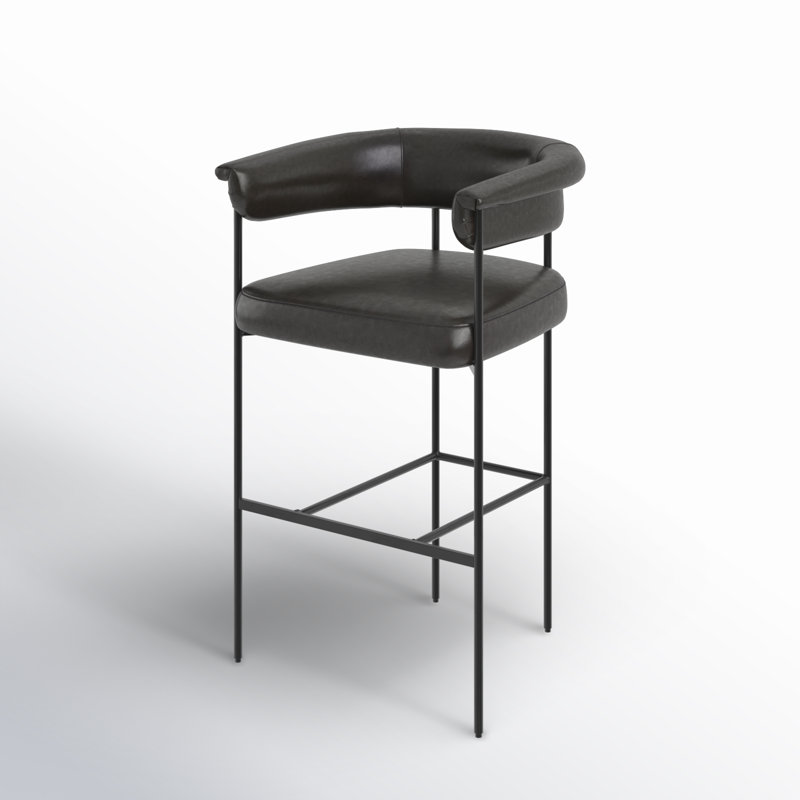 Grayson Counter and Bar Stool, Bar Stool (30.5" Seat Height), Sonoma Black Genuine Leather, Solid