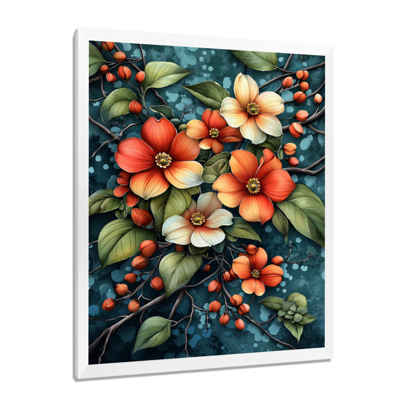 Korte III - salon d'art mural floral, H 40 po x l 30 po, Reproduction encadrée d'une seule photo, Blanc