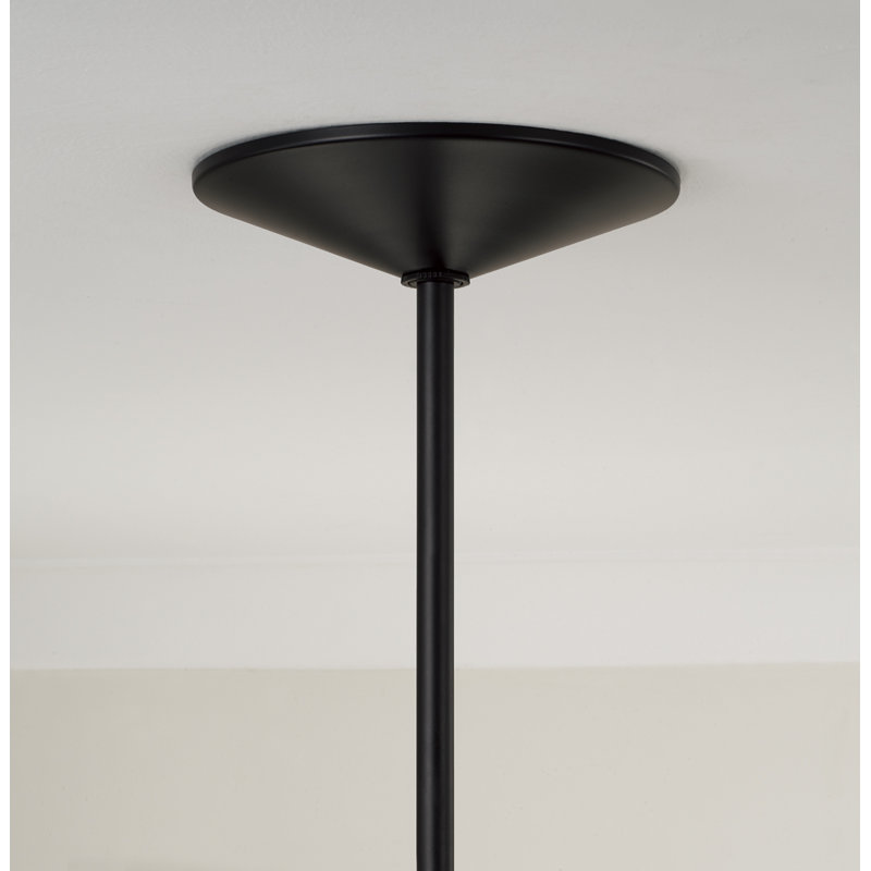 22" W x 9" H 1-Light Cone Pendant in Matte Black with Soft White  Glass and Tapered Canopy, Matte Black