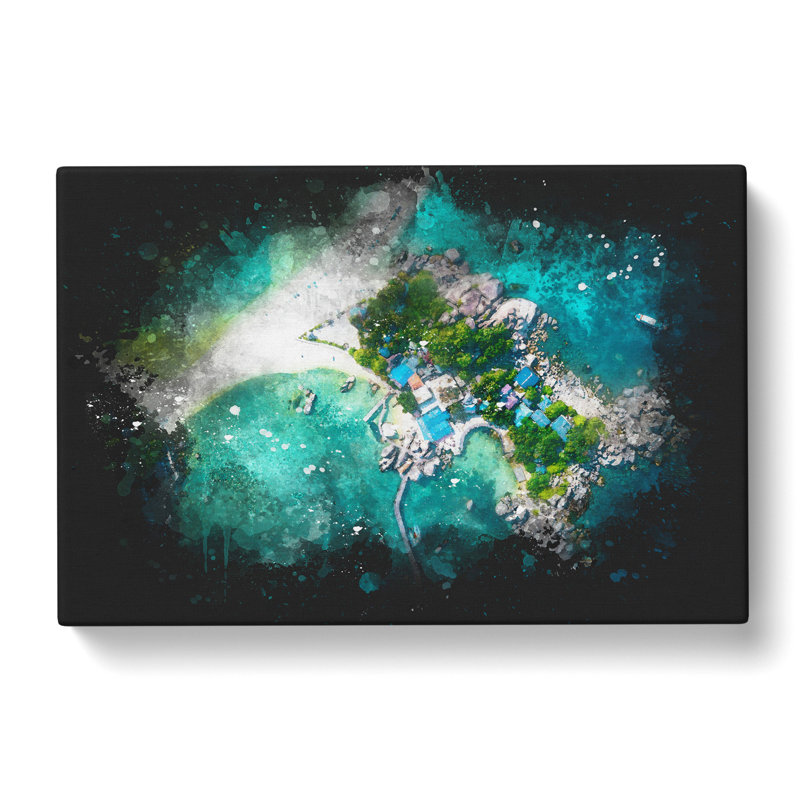 Koh Pha-Ngan In Ko Tao Thailand Paint Splash - Wrapped Canvas Print, 50cm H x 76cm W x 3cm D