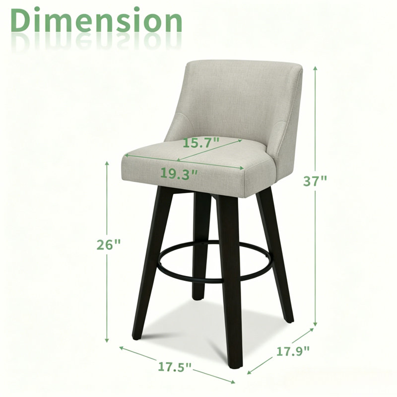 Tabourets de bar modernes pivotants à 360 °, tabourets de comptoir rembourrés avec dossier, chaises d'îlot de cuisine pour la salle à manger, le bar et le comptoir (ensemble de 4)