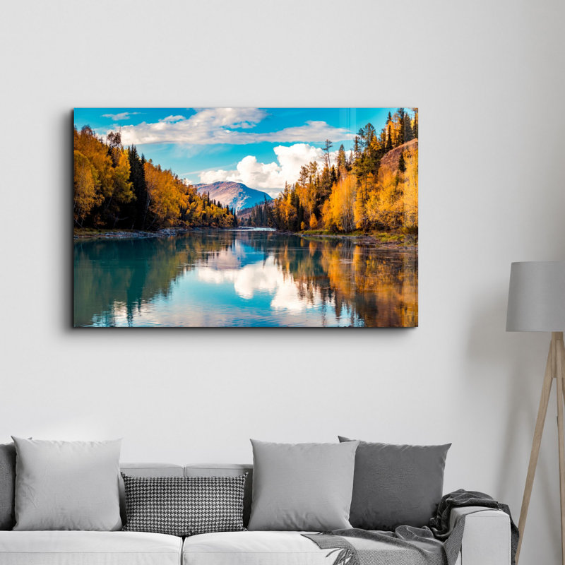 Élégante peinture murale en verre trempé de 13,8 po x 21,7 po | 100% verre trempé, épaisseur: 0,16 pouce | Imprimé UV pour des couleurs éclatantes | Parfait pour la décoration intérieure, le salon et les espaces de bureau