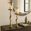 Grand porte-bougie pilier sculptural moderne pour décoration de table - Porte-bougie élégant pour une décoration intérieure - Ensemble de 2, 30 po, 21 po, doré