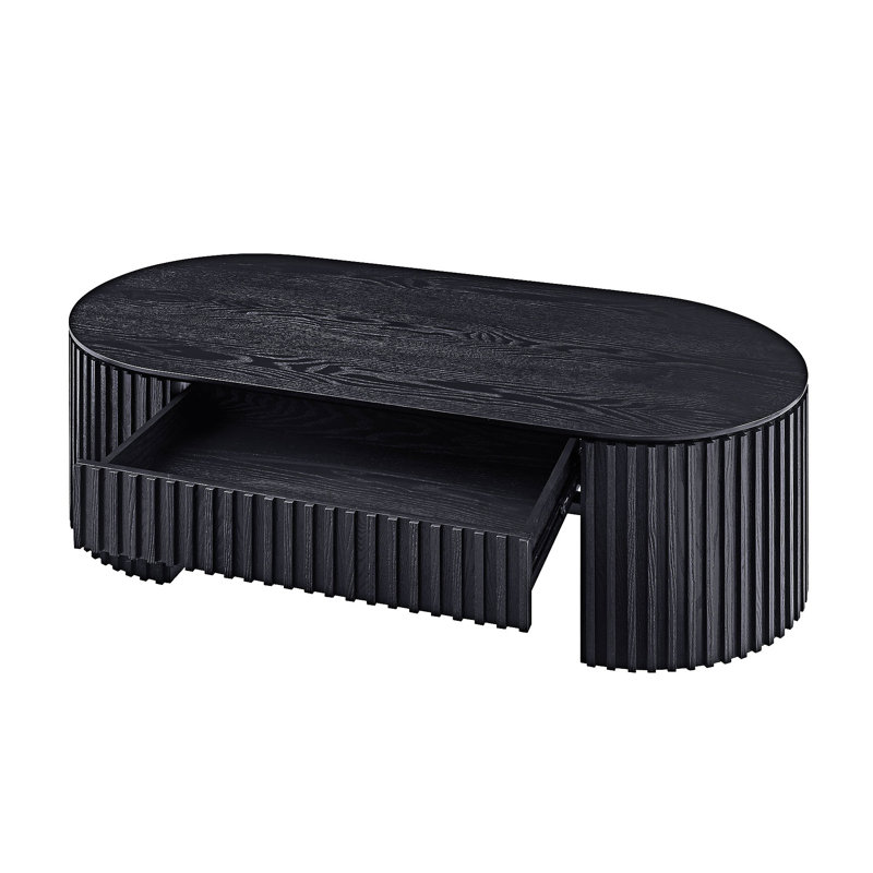 Table basse en bois avec tiroir, Noir