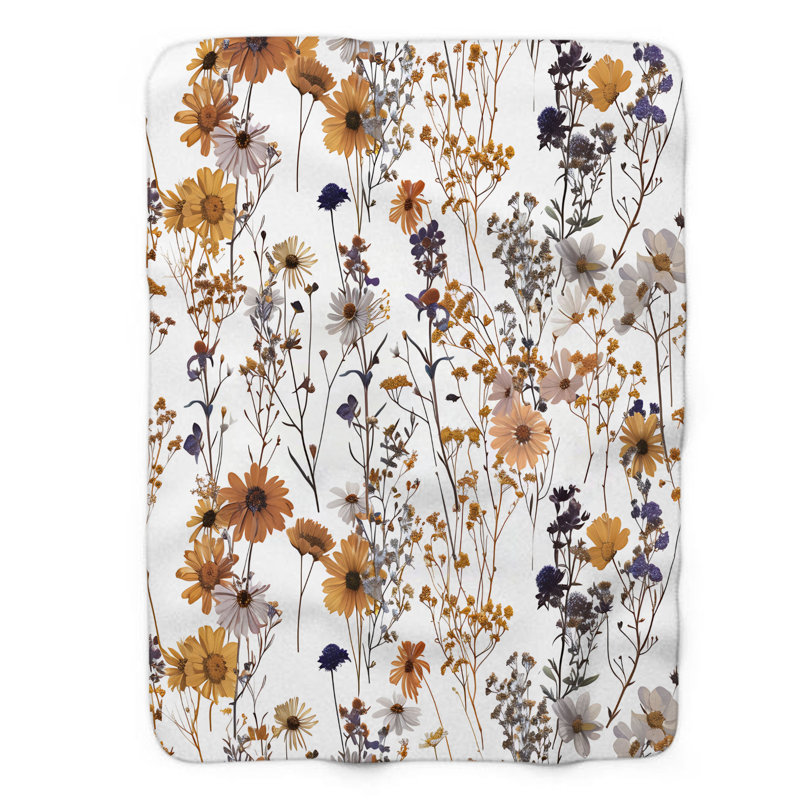Rustic Petal Delights - Couverture sherpa de qualité supérieure 1 pièce, Grand lit