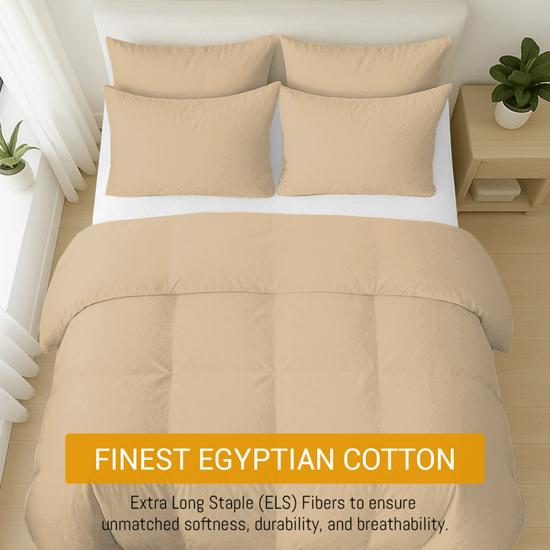 Hotel Collection Egyptian Cotton Duvet Cover Set – 100% Premium Natural Cotton, Lightweight & Breathable with Zipper Closure