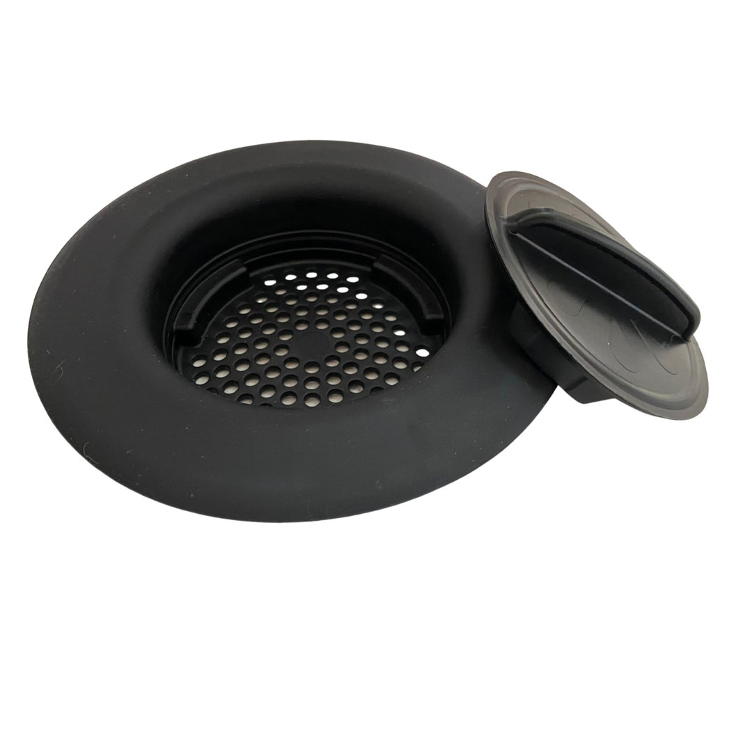 Flex Strainer Sink Strainer & Stopper 2N1 Fits Most 3.5” Drains & Disposals Black 1PK FLI Products