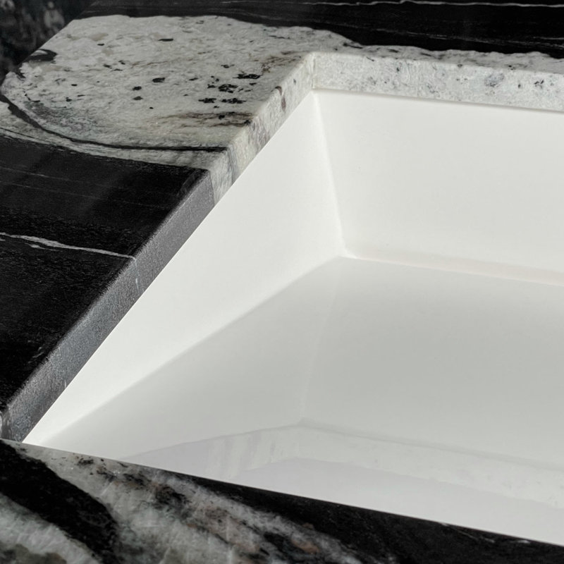 Polymarble  Undermount Ramp Bathroom Sink, White Matte
