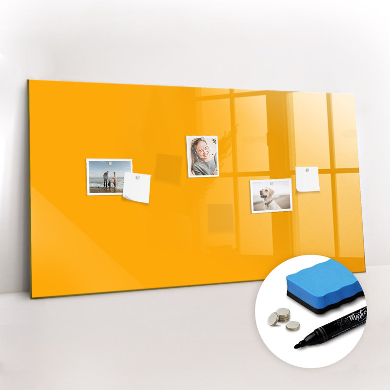 Magnetic Glass Dry Erase Board, Dark Yellow
