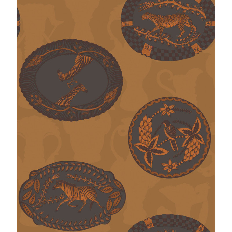 Ardmore Animal Print Wallpaper Roll, Ochre