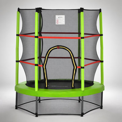 Outsunny 5FT Kids Trampoline with Enclosure Net, Springless Design for Enhanced Safety and Bounce, Ideal for Indoor and Outdoor Use