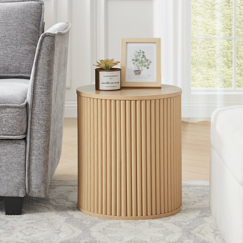Fluted Round End Tables, Natural