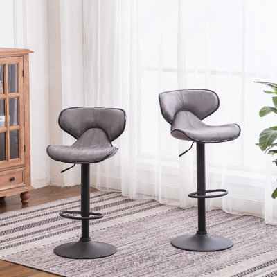 Ensemble de 2 tabourets pivotants réglables avec base chromée Weatherl Upholstery Airlift
