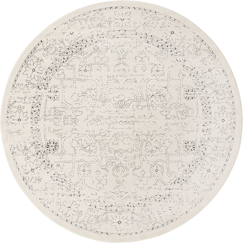 Tapis traditionnel Mekalah beige oriental, Rond 7 pi 10 po