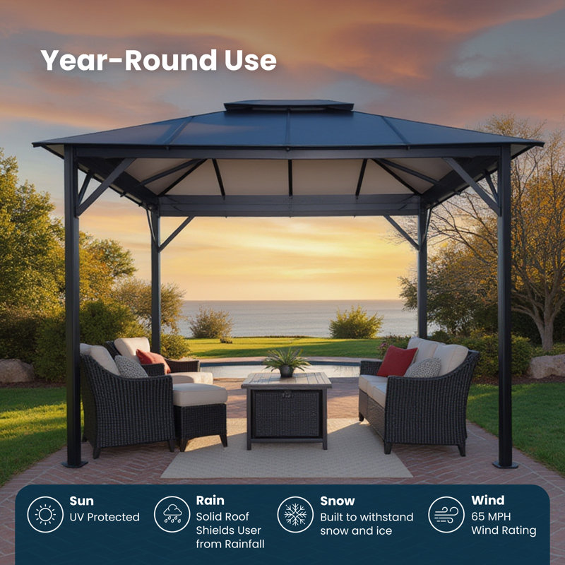 Durham 12 Ft. W x 10 Ft. D Aluminum Patio Gazebo