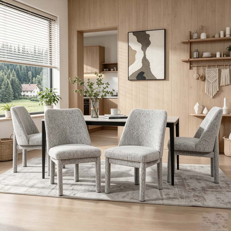 Ensemble de chaises de salle à manger 21,46 po, Blanc + noir - 4 pièces