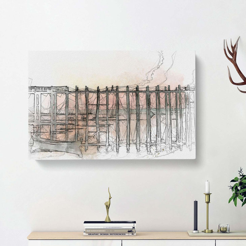 U Bein Bridge in Myanmar in Abstract - Wrapped Canvas, 50cm H x 76cm W x 3cm D