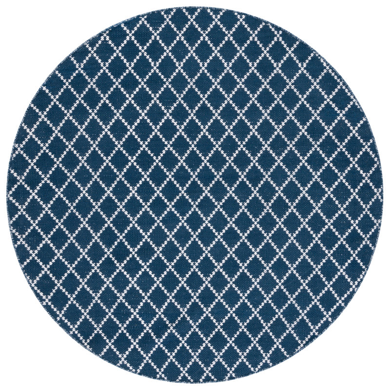 Breckenridge Flat Weave Cotton Geometric Rug, Round 6'