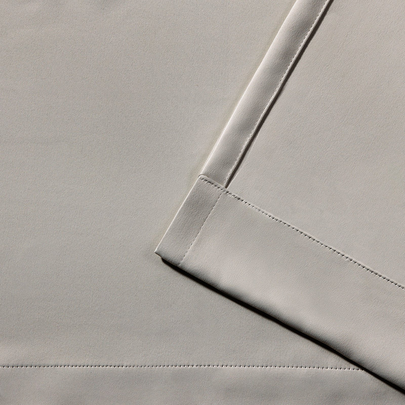 Rideau simple obscurcissant en satin de coton sergé de couleur unie avec œillets Ellaina, Lin, l 100 po x L 84 po
