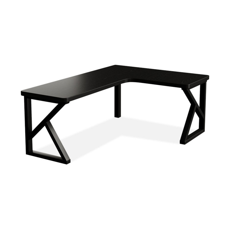 Bureau d'écriture en bois massif noir en forme de L, H 29,53 po x l 62,99 po x P 47,24 po, Retour à droite